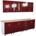 Bucatarie Zebra 260 cm din MDF Rosu Tulip cu blat termoizolant imitatie crem